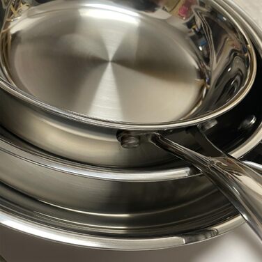 Набір сковорідок SanheKit з нержавіючої сталі, 3 шт. (8, 10, 12 дюймів), професійний, індукційний, для плити та духовки