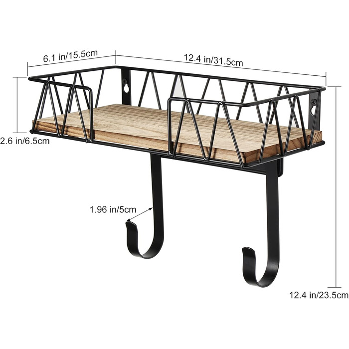 Настінна підставка для прасувальної дошки TJ.MOREE | З корзиною та гачками | Чорний колір