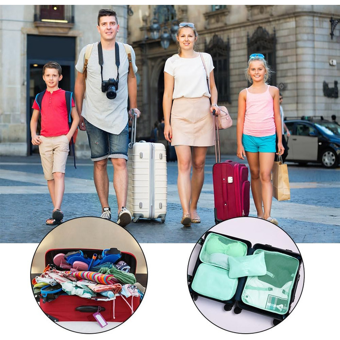 Органайзер для валізи OSDUE, набір 8 шт: кубики для пакування, водонепроникні чохли для одягу, сумочка для косметики, мішечок для взуття, кишеня для USB-кабелів (бежевий)