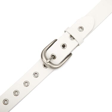 Жіночий шкіряний ремінь з металевою пряжкою для джинсів Dreess, ширина 1.1 см (M: 105 см, підходить для обхвату талії 85-94 см, колір: білий)
