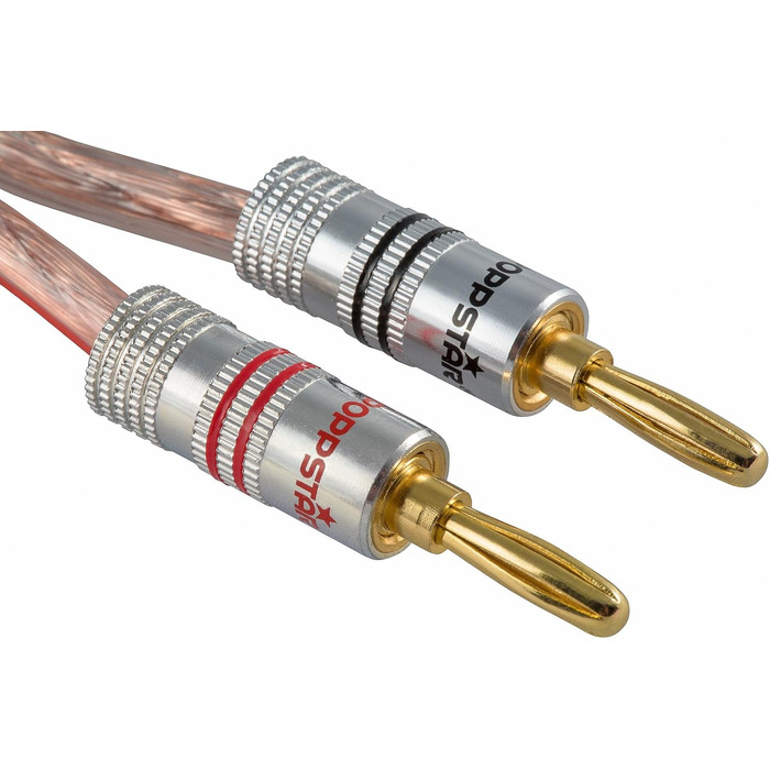 Попстар 12 шт. Бананові штекери High End (до 4 мм², 24k позолота, алюмінієвий корпус, 6чорний, 6червоний)