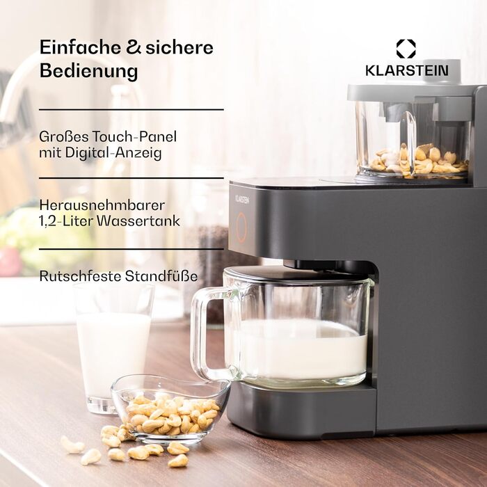 Klarstein Standmixer: Потужний міксер з 1250 Вт, 30 000 об/хв, сенсорний екран, чорний