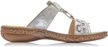 Пантолети Rieker 628M6 сріблясті жіночі Slip-On, розмір 41 EU