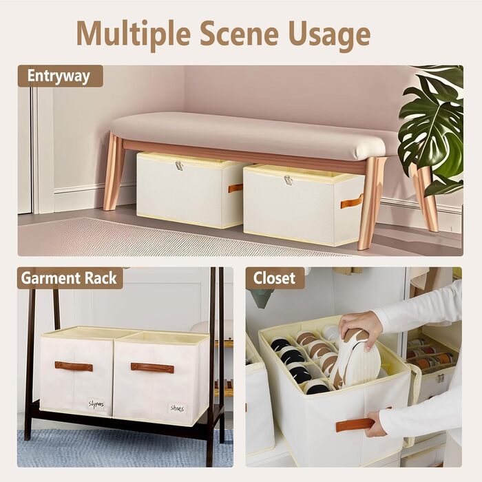 Patinao 2 Pack Shoe Storage Shoe Organizer Shoe Cabinet - 24 Cell Shoe Boxes Stackable Shoe Shelf Space-Saving Shoe Organizer for Closet Shoe Rack Shoe Storage Shoe Storage