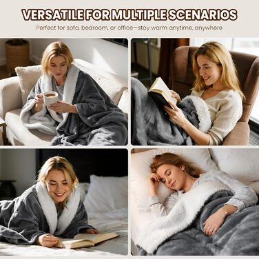 Електрична ковдра Dnenellr XXL 200x180 см з автоматичним вимкненням, 6 режимів нагріву, захист від перегріву, пральна, для ліжка та дивана