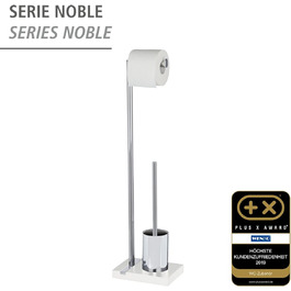 Набір для туалету WENKO Noble Elegante: тримач щітки та рулону туалетного паперу, полірезин, чорний, 20 x 74 x 15 см