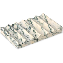 Склянка для мила з мармуру з отвором, зелена текстура. Прямокутна склянка для мила з хвилястою формою, самостійно спорожняється, для ванної кімнати, кухні. Підставка для мила та губки.