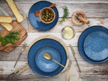 CreaTable Geschirrset Jawa: 18-Piece Set для 6 осіб, з кераміки, для посудомийної машини та мікрохвильової печі, зелений колір (блакитний, 12 шт.)