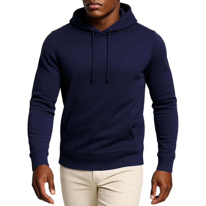 Чоловіча толстовка Leif Nelson Slim Fit з капюшоном, довгим рукавом, темно-синього кольору для спорту та повсякденного носіння