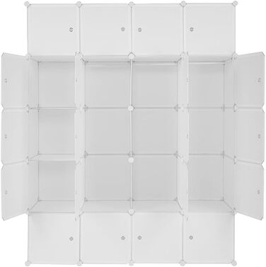 Regal system, 10 dice, plastic wardrobe with doors, modular cabinet for space-saving storage, 70 x 45 x 175 cm, white door & black cabinet. Storage for clothing, shoes etc. (140 x 45 x 175 cm, White-2)