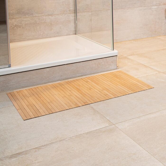DE-Commerce Bamboo Bath Mat Set - 3 Pack, Non-Slip Bath Rugs, Wooden Mat, Bathroom Decor