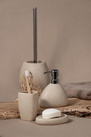 Набір для туалету WENKO Mod. Pion, бежевий: тримач щітки та щітка для унітазу з змінним насадком