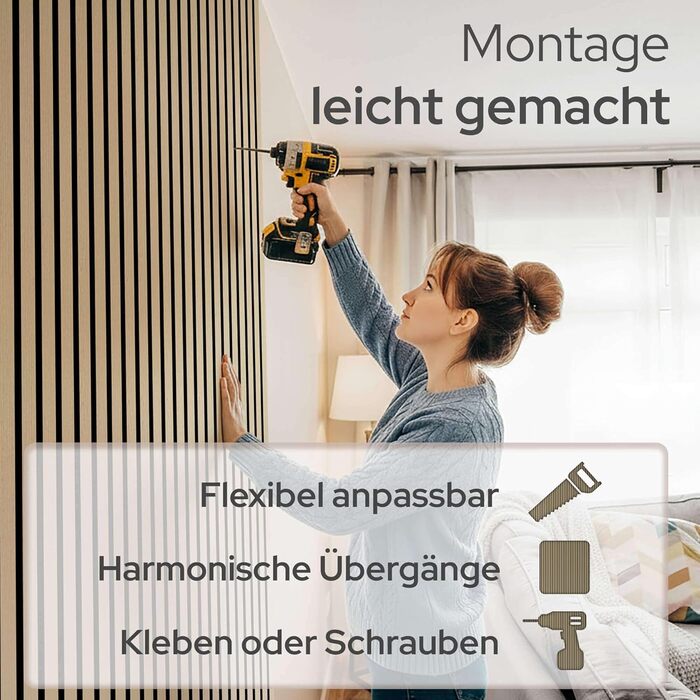 Акустичні панелі Arebos 120x60 см, настінна ламельна панель під дерево для стін та стелі, шумопоглищаючі панелі для покращення акустики приміщення, дуб (набір 2 шт.)