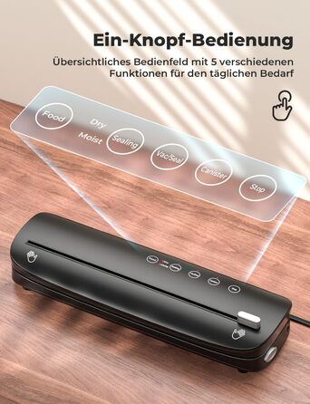 Вакуумний апарат 5 в 1: багатофункціональний вакууматор з вбудованим різаком, вакуумний пакувальник sous vide з 10 пакетами та шлангом, фольгозваріння для продуктів харчування