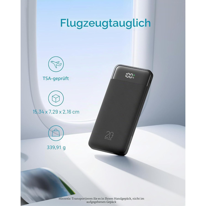 Повербанк Charmast 20000 mAh з вбудованими кабелями, 6 виходів, чорний