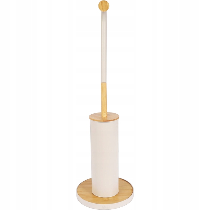 Стильний тримач для туалетного паперу з ергорегічним йоржиком для унітаза, бежевий бамбук та сталь