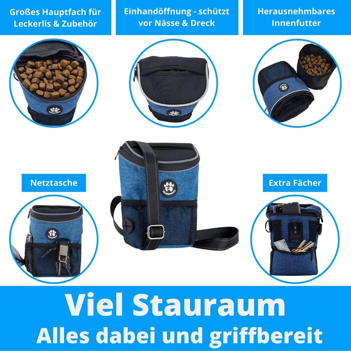 Преміум сумка для цуценят та собак - ідеальна для дресирування та навчання. Функціональна, практична, з відділенням для відходів та дозатором пакетів (Блакитна)