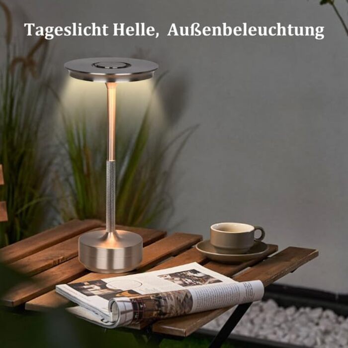 Бездротова LED лампа Rosnek: регульоване освітлення, 3 колірні температури, USB-C, срібло