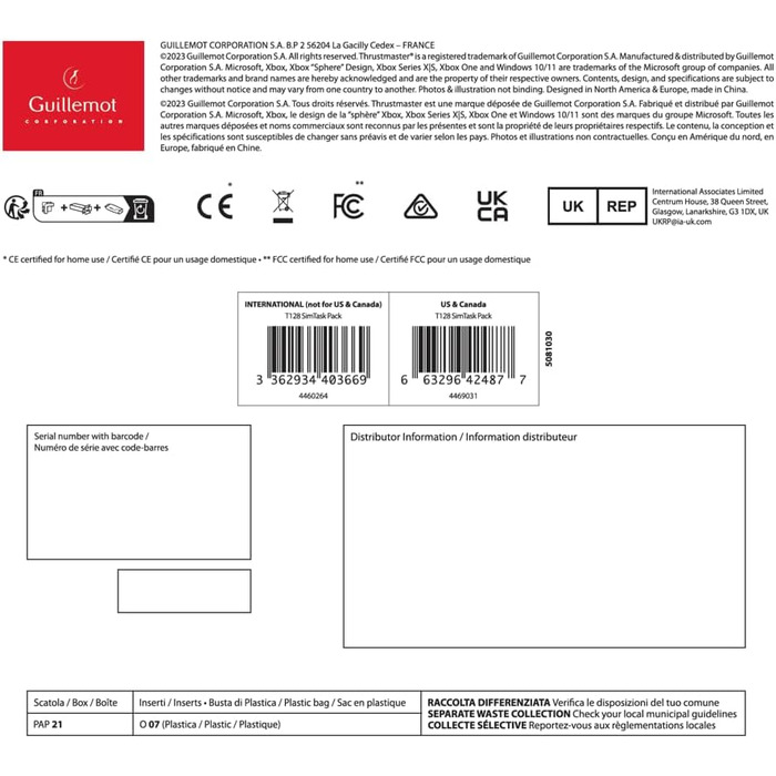 Набір Thrustmaster T128 SimTask Pack для симуляторів вантажівок та сільського господарства: кермо з Force Feedback та комплект для плоского монтажу, сумісний з Xbox та PC