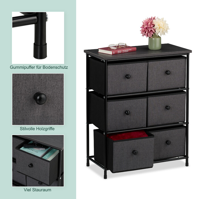 Relaxdays Chest of Drawers, 6 Drawers