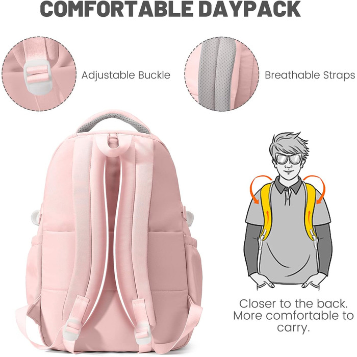 Дитячий рюкзак для школи дівчинки-підлітка, водонепроникний, велика місткість, рожевий