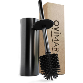 Торгова ручка для унітазу Ingoy | Силіконова щітка для унітазу | Чорна | з нержавіючої сталі з кришкою, для ванної та гостьового WC | Замінний насадок | Стильний дизайн (Бронза À Canon)