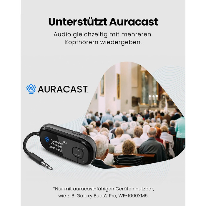 Bluetooth-адаптер для літака Avantree Voyager з підтримкою Auracast, чорний