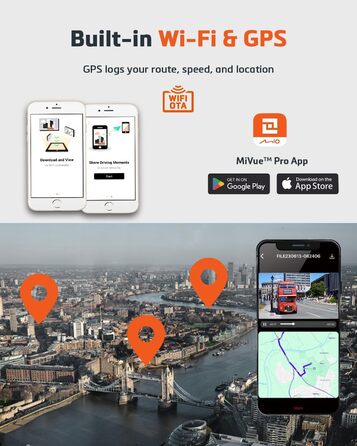 Відеореєстратор Mio MiVue 955W Pro 4K: GPS, Wi-Fi, STARVIS, HDR, Паркувальний режим, 3 роки гарантії
