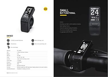Дисплей Enerpower SW102 для Tongsheng TSDZ2, 6-контактний, IP65, кабель 150 см, компактний