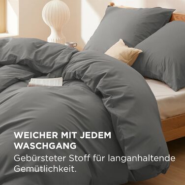 Комплект постільної білизни BEDSURE 135x200 з бавовни (4 частини) - сірий, з ремінцем, Oeko-Tex, з двома наволочками 80x80 см