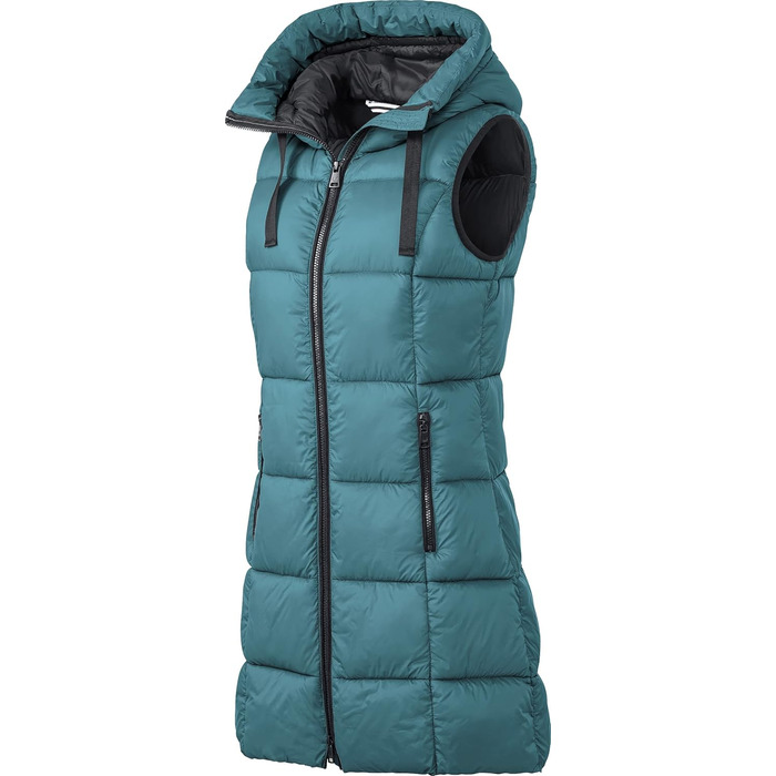 Стьобана жилетка PATSY & LOU з капюшоном, довга жіноча жилетка з двостороннім блискавкою, приталена модель для витонченої фігури, тепла та терморегулююча, розмір 36-48, колір Petrol