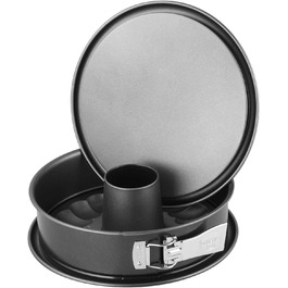 Dr. Oetker Springform with flat and tube bottom, Ø 26 cm, leak-proof cake pan with 2 bases, round steel baking pan with ceramic reinforced non-stick coating (Color: gray), Quantity: 1 piece