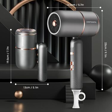 Іонізатор для волосся Haartrockner Ionen: потужний фен 2000W з 3 режимами нагріву та 2 швидкостями (сірий)