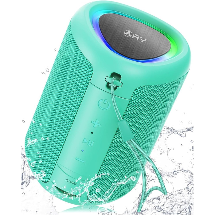 Портативна Bluetooth колонка AY з підсвічуванням, IPX5, 24 годин роботи, AUX/TF, стерео-паринг, для дому та відпочинку (світло-зелена)