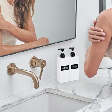 Диспенсер для шампуню Segbeauty, 4 шт по 500 мл, білий пластиковий дозатор для мила, гелю для душу, помповий флакон з водонепроникними етикетками