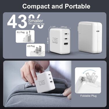 Зарядний пристрій USB 8 портів 100W з дисплеєм, швидка зарядка для iPhone 15/14/13/12/11 Pro Max, Samsung Galaxy S10/S9, Pixel 7/8 - білий