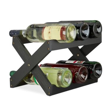 Bamboo Wine Rack, X-Shape, Black
