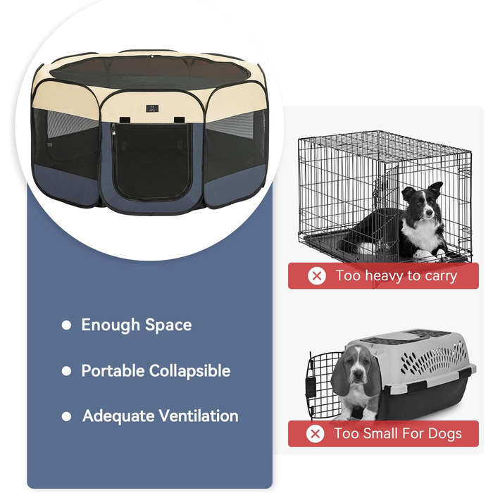 Клітка-вигул для цуценят та котів 4 Pet, складана, для дому та вулиці, з мискою, блакитно-біла