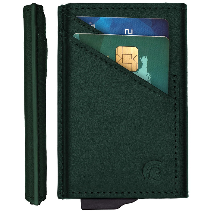 PWR Wallet: Чоловічий металевий картхолдер з відділенням для монет. Мінімалістичний гаманець-картхолдер для чоловіків (колір: Renngrün)