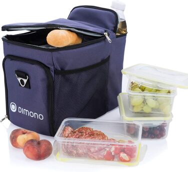 Кühlertasche Dimono® 15L: сумка-холодильник з 3 контейнерами для їжі та акумулятором холоду, блакитна
