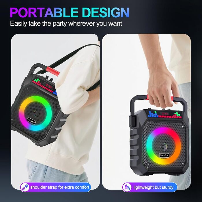 Караоке машина з 2 мікрофонами, портативна Bluetooth колонка з підсвічуванням для дорослих/дітей, PA система, підтримка TF/USB, FM, запис, AUX, для вечірок, співу, DJ, заходів