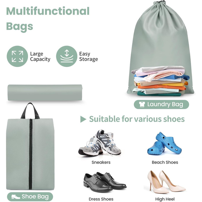 Органайзери для валіз Prezon, набір 10 шт., зелені