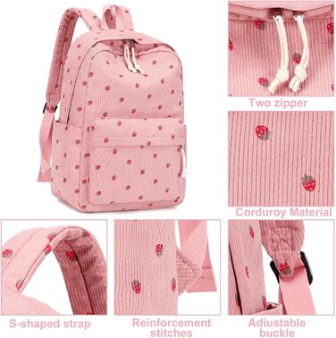 Шкільний рюкзак LOIDOU для дівчаток та хлопчиків-підлітків. Легкий, водонепроникний, з дизайном у вигляді сітки. Колір: коричнево-білий (клубнично-рожевий)