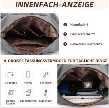 Сумка жіноча DIRRONA велика – містка сумка-шопер для міста, роботи, університету та подорожей, з плечовим ременем (сірий)