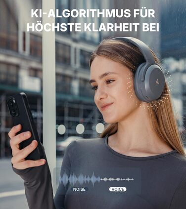 Edifier WH700NB Pro: Бездротові навушники з активним шумозаглушенням -43dB, Hi-Res Audio, Bluetooth V5.4, мульти-поінт, AI-дзвінки, швидка зарядка, сірий колір