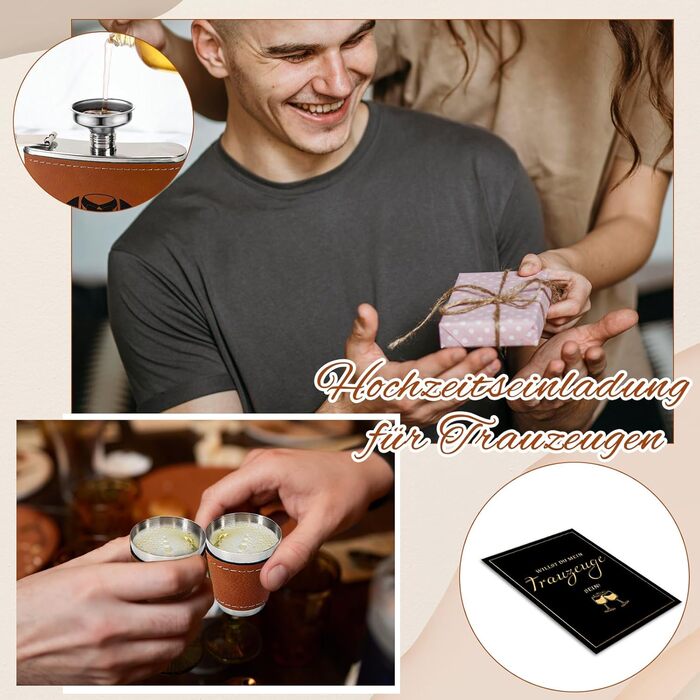 Фляга для дружби на весілля з гравіюванням, 8oz, 4 стаканчики, воронка, подарункова коробка, нержавіюча сталь, для чоловіків