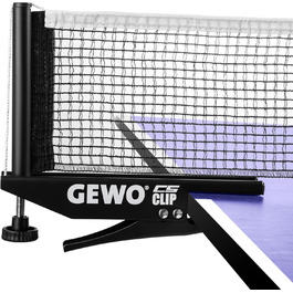 GEWO CS Clip Table Tennis Net - Durable Table Tennis Net with Adjustable Height - Metal Frame, Weather-Resistant Mesh, Black, 152.5cm