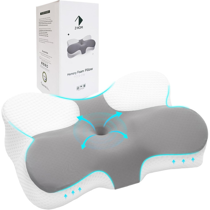 Подушка для шиї Z-hom, подушка для голови з Memory Foam, ергономічна подушка для шиї, подушка для сну на боці, спині та животі, ергономічна подушка для тих, хто спить на боці (15*15*15 см)