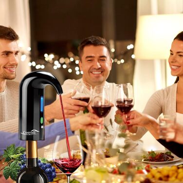 Cosyall Electric Wine Decanter, Electric Wine Aerator, One-Button Automatic Wine Dispenser, Fast Oxygen Enrichment for Red Wine, Wine Enhancer for Family Gatherings Gift (Black)