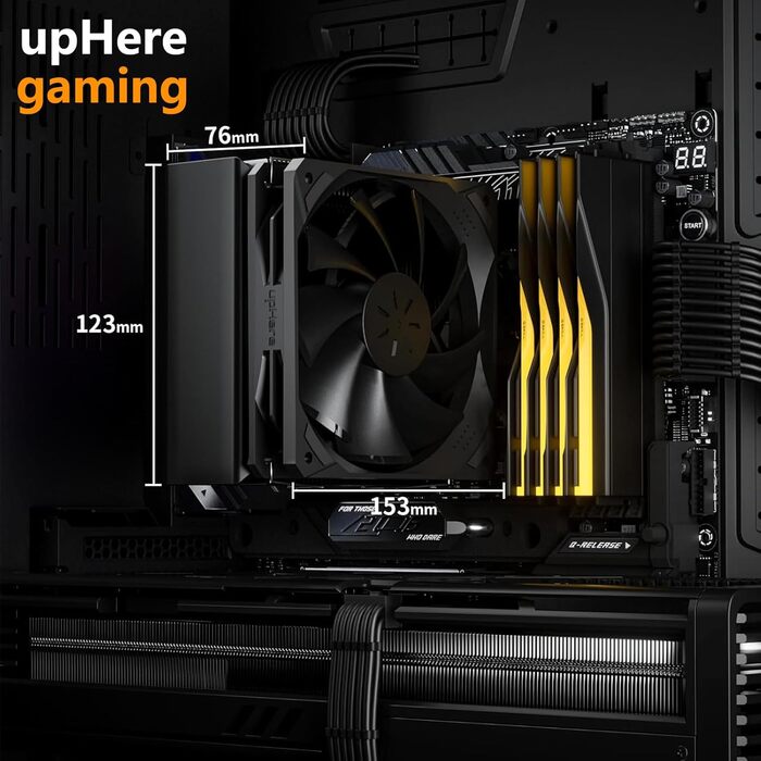 upHere Охолоджувач CPU з 4 Heatpipe, сумісний з Intel 2011/2066 (X79/X99) та AM5/AM4, 120мм вентилятор PWM